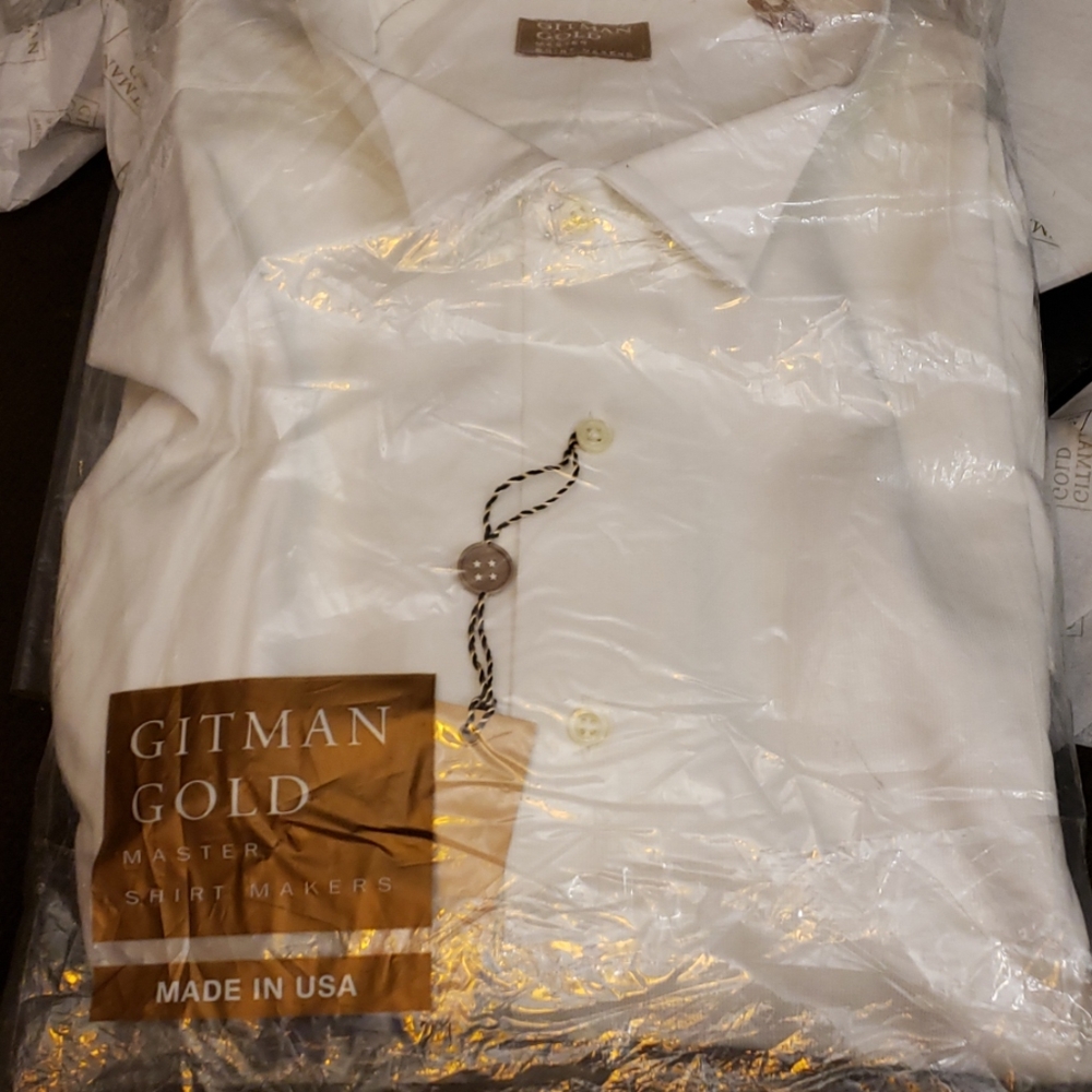 Gitman Gold Pinpoint Collar Dress Shirt SZ 18 34 - Picture 8 of 8